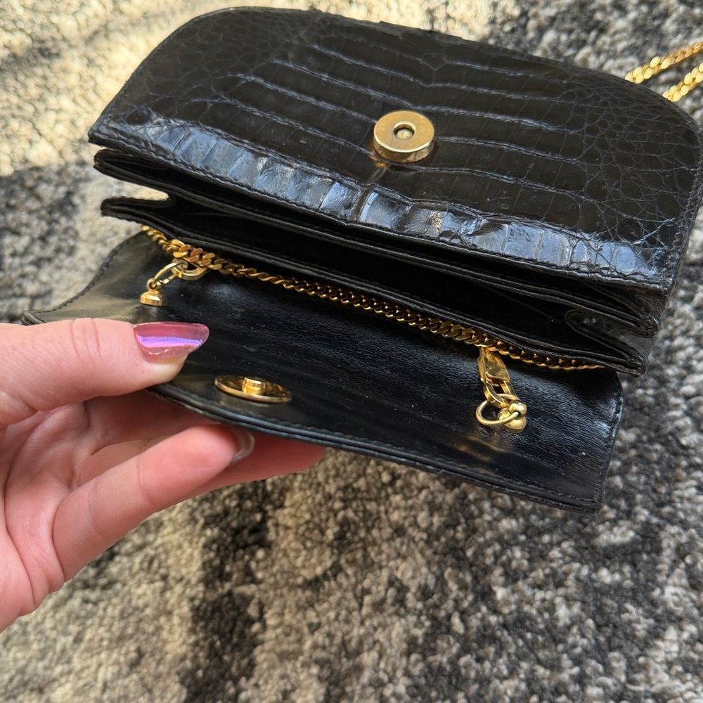 Black Crocodile Mini Jenny Gidding Made in Italy purse - Picture 12 of 12